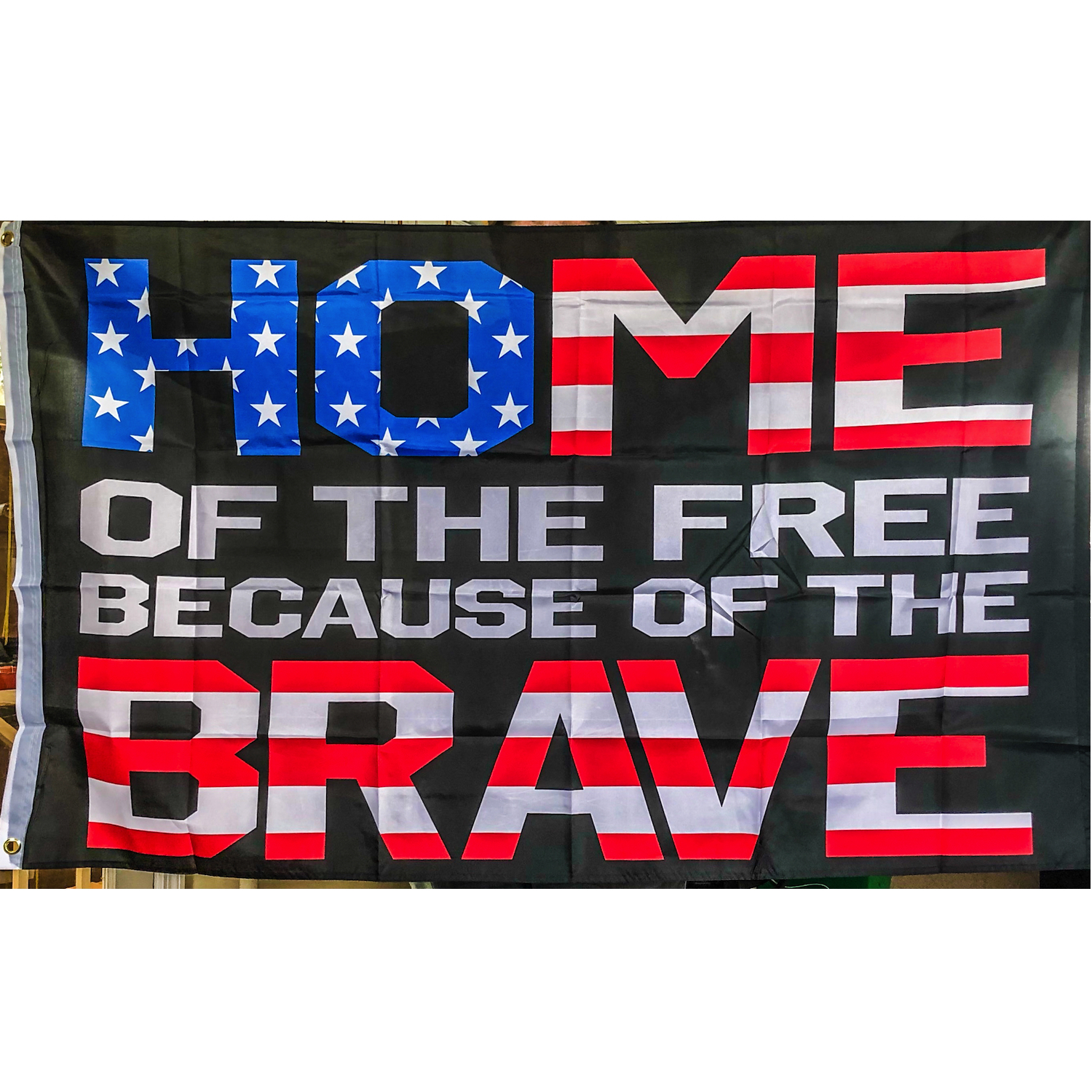 Home of the Free Because of the Brave Flag USA Patriotic Red White Blue Flag Outdoor polyester